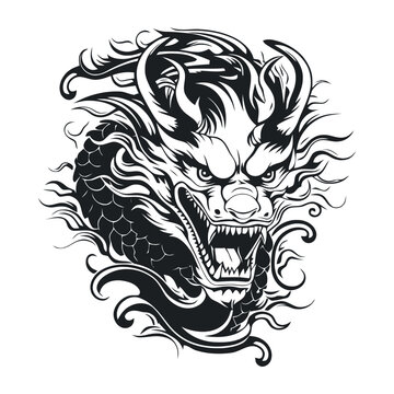 A Dragon head logo on white background