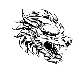 A Dragon head logo on white background