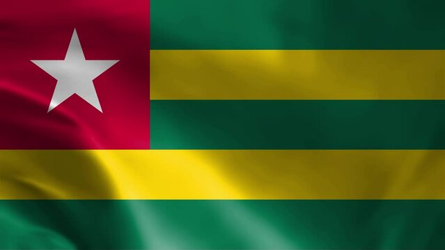 Togo flag waving animation, perfect looping, 4K video background, official colors, looping National Togo flag animation background 4k best choice and suit for your footage