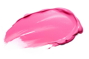 cosmetic smear of glossy lip gloss texture in pink color on white background
