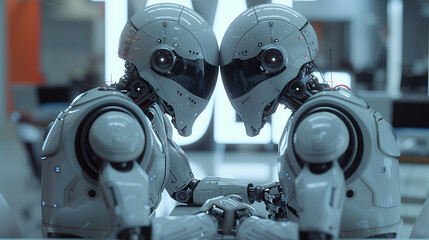 Fototapeta premium Robots head to head