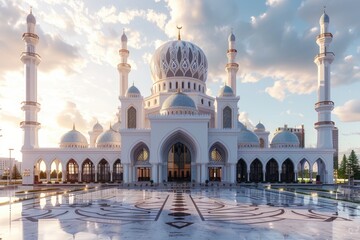 beautiful mosque against a pure serene and divine atmosphere professional photography - obrazy, fototapety, plakaty