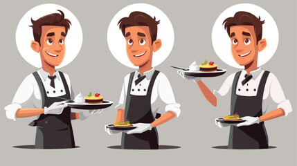 Waiter Restaurant Server Character Icon Vector