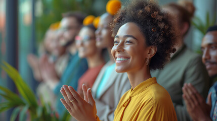 Professional Businesswoman Receiving Applause at Conference