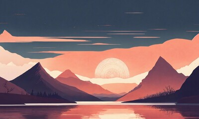 Fototapeta premium sunset in mountains