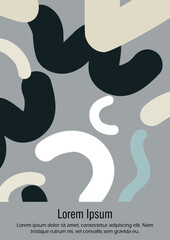 Abstract Minimal Vector Background in Trendy Doodle Style.   Vibrant Graphic Print with Dynamic Lines and Geometric Shapes.  Set of Vivid Poster 80s - 90s Design for Landing Page, Cover, Brochure.