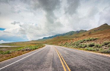 Road Through Antelope Island State Park, Largest Island in the Great Salt Lake