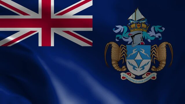 Tristan da Cunha flag waving animation. Tristan da Cunha waving flag in the wind. National flag of Tristan da Cunha. Sign of Tristan da Cunha seamless loop animated
