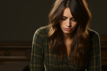 Sad and depressed young woman feeling lonely and melancholic, concept of loneliness and unhappiness