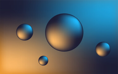 Abstract background with 3d vector spheres. Dark cover with round shapes.