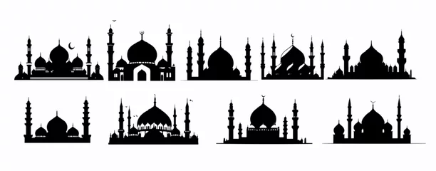 Fotobehang set of mosque silhouettes, with various model variations, for ornament design and other needs. vector illustration © Maftuh