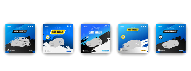 Car Wash Banner and Social Media Advertisement Cleaning baground smuth color bundleTemplate