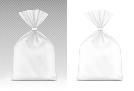 Bag mockup with clip band. Vector illustration isolated on white and transparent background. Mockup will make the presentation look as realistic as possible. EPS10.