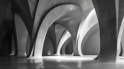 Abstract concrete gothic interior.