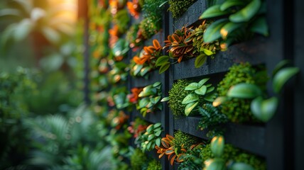 Vertical gardening, vertical garden, ecological green architecture, urban garden, wall covered with plants, World environmental day concept, AI generated