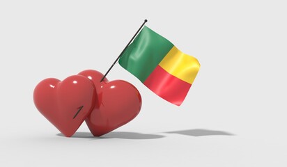Cuori uniti da una bandiera con colori Benin
