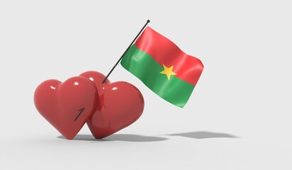 Cuori uniti da una bandiera con colori Burkina Faso
