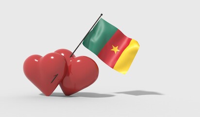 Cuori uniti da una bandiera con colori Cameroon
