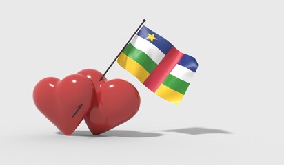 Cuori uniti da una bandiera con colori Central African Republic
