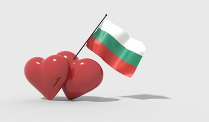 Cuori uniti da una bandiera con colori Bulgaria

