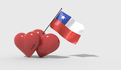 Cuori uniti da una bandiera con colori Chile
