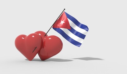 Cuori uniti da una bandiera con colori Cuba
