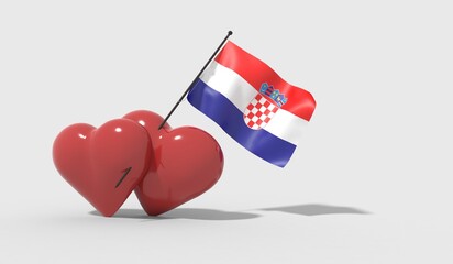 Cuori uniti da una bandiera con colori Croatia
