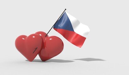 Cuori uniti da una bandiera con colori Czech Republic
