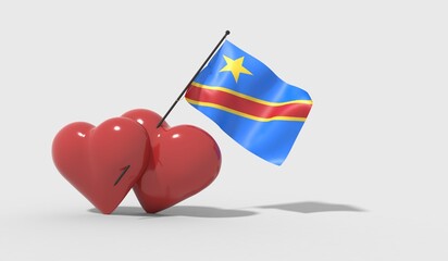 Cuori uniti da una bandiera con colori Democratic Republic of the Congo

