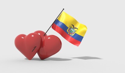 Cuori uniti da una bandiera con colori Ecuador
