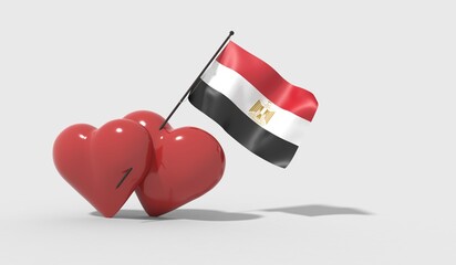 Cuori uniti da una bandiera con colori Egypt.
