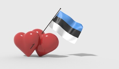 Cuori uniti da una bandiera con colori Estonia
