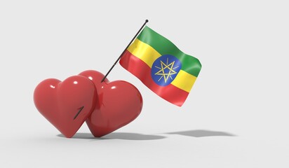 Cuori uniti da una bandiera con colori Ethiopia

