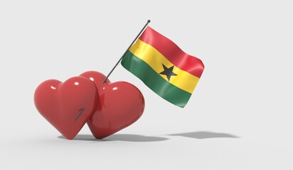Cuori uniti da una bandiera con colori Ghana
