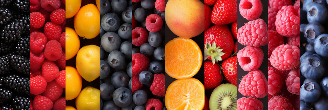 Photo collage of various types of fruit