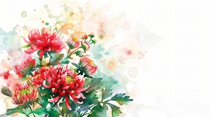 Bouquet of chrysanthemum watercolor can be used as g