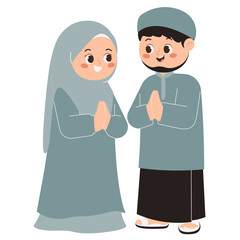 Happy Family Muslim Illustration
