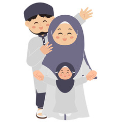 Happy Family Muslim Illustration