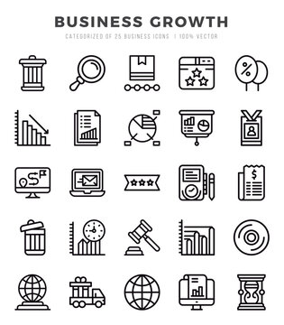 Business Growth icons Pack. Lineal icons set. Business Growth collection set.