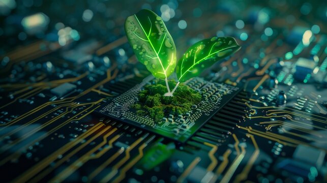 Tech Growth - Nature and Circuitry Fusion