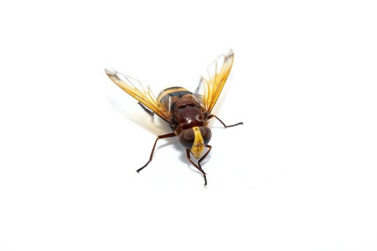 Tabanus, tabano, Hornet mimetic hoverfly, volucella zonaria, studio photography, insect isolated on white background