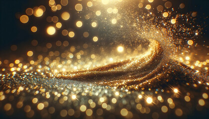 dynamic wave of golden glitter rising and cascading down - 750438522