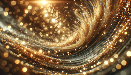 intricate spiral of golden glitter, with a sparkling - 750438548