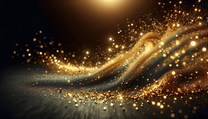 intricate spiral of golden glitter, with a sparkling