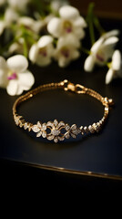 Elegant Gold Bracelet Adorned with Heart-Shaped Diamond Charms - Showcase of Luxury and Sophistication