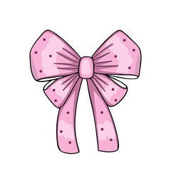 pink hair bow, clothes decor. Vector Illustration for printing, backgrounds, covers and packaging. Image can be used for greeting cards, posters, stickers and textile. Isolated on white background.