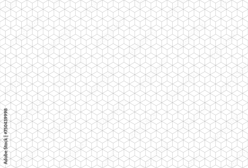 Aufkleber Cube seamless pattern. Geometric cubic pattern in isometric projection. Linear seamless ornament with 3d cubes on white background. Vector