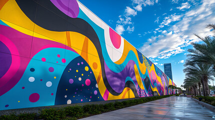 City Fusion: Vibrant Mural Wall Reflecting the Energy of Modern Urban Life