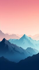Beautiful mountain landscape at sunset. Vector illustration of the mountains.