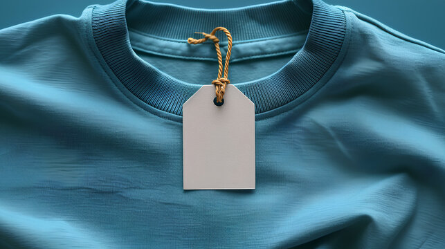 Close-up of the tag on the clothes with a place for text. A label for clothes for the care of linen.